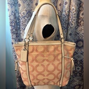 Pink Coach Audrey Op Art Shantung Cinched Tote 19572